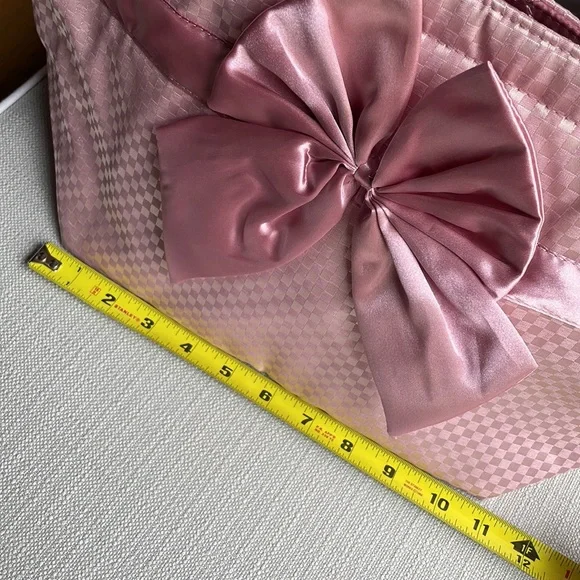 Naraya checkered pink quilted bow tote shoulder bag - Picture 12 of 15